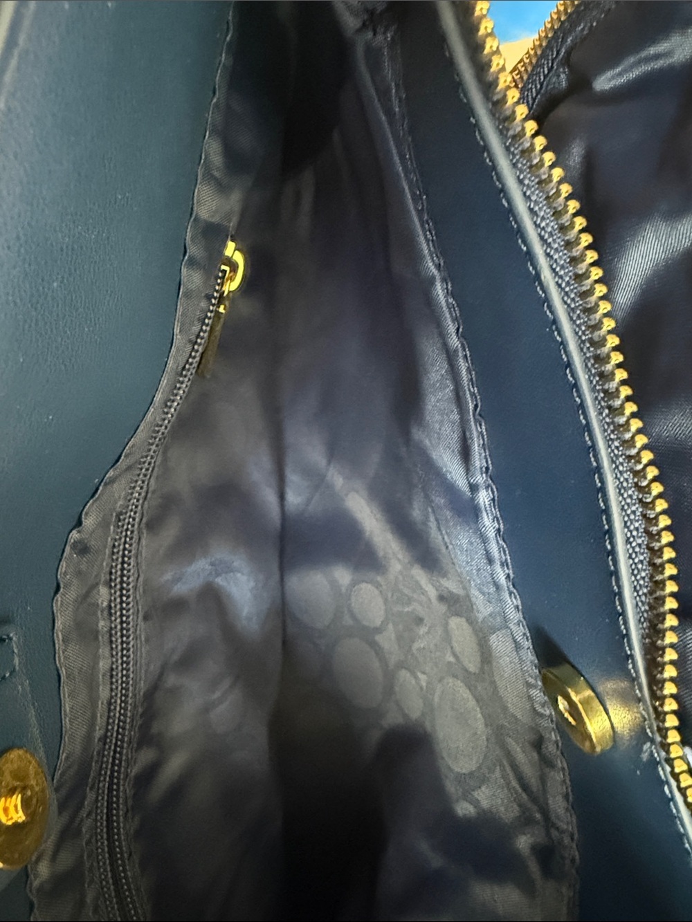 Joy Mangano Navy Tote with Gold Accents - Picture 3 of 6